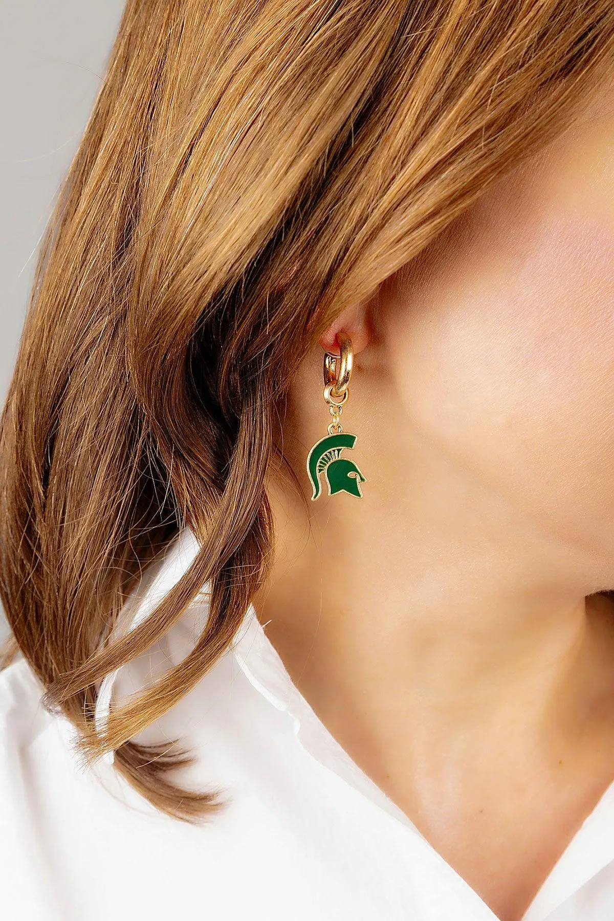 Michigan State Spartans Enamel Drop Hoop Earrings - FINAL SALE sold by Canvas Style product image thumbnail 2