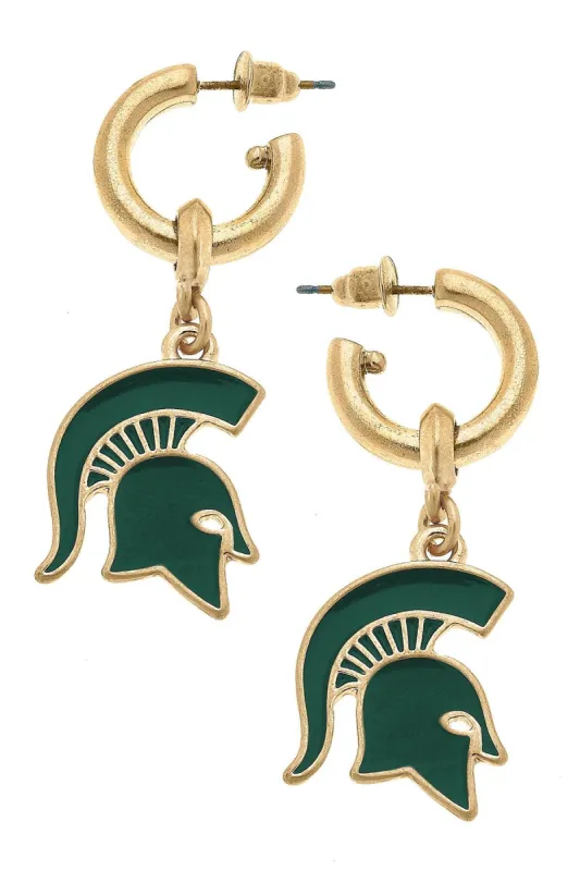 Michigan State Spartans Enamel Drop Hoop Earrings - FINAL SALE sold by Canvas Style