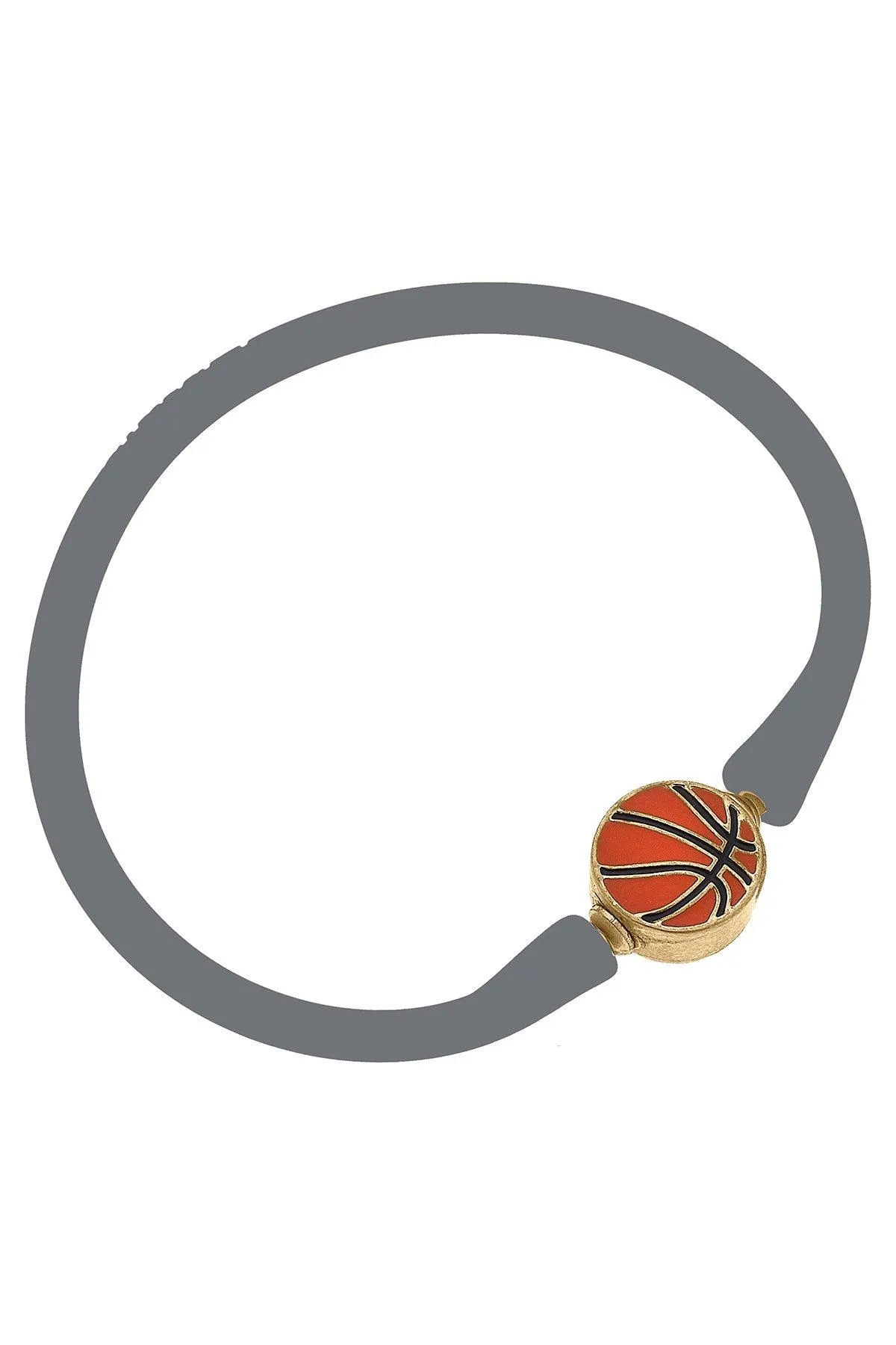Enamel Basketball Silicone Bali Bracelet in Grey - FINAL SALE sold by Canvas Style