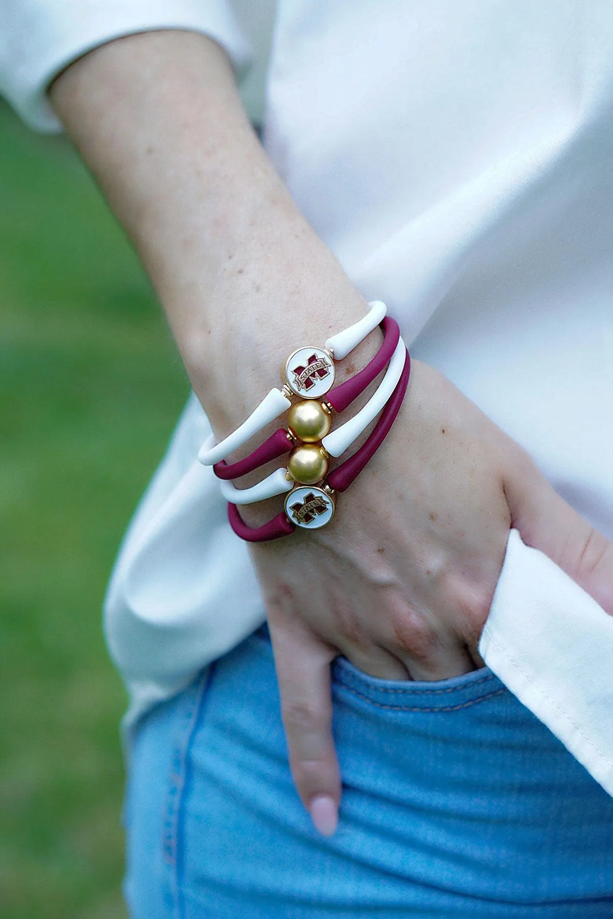 Mississippi State Bulldogs Enamel Silicone Bali Bracelet - FINAL SALE sold by Canvas Style product image thumbnail 3