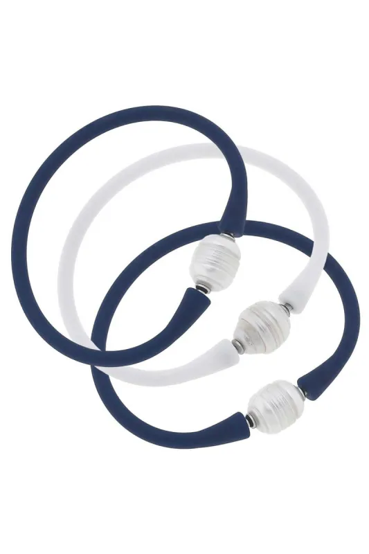Bali Game Day Bracelet Set of 3 in Navy & White - FINAL SALE sold by Canvas Style