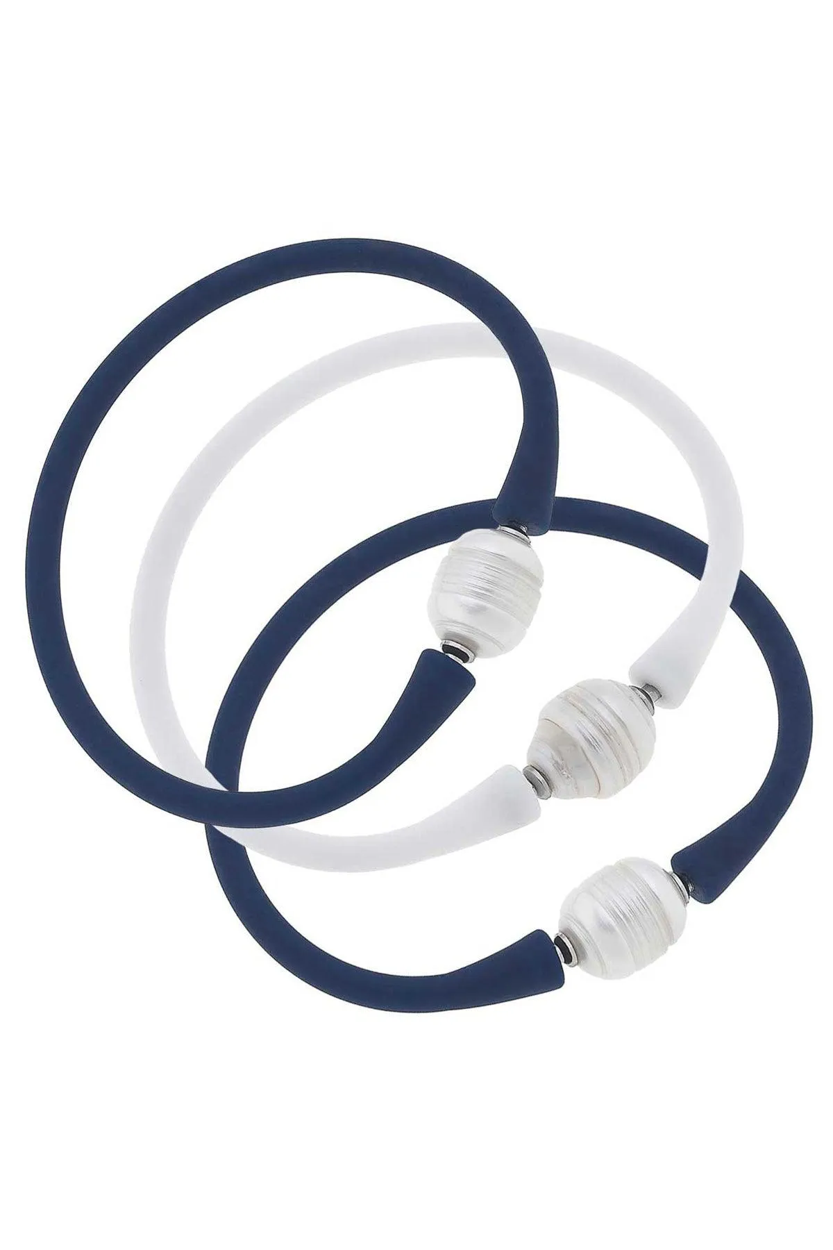 Bali Game Day Bracelet Set of 3 in Navy & White - FINAL SALE sold by Canvas Style