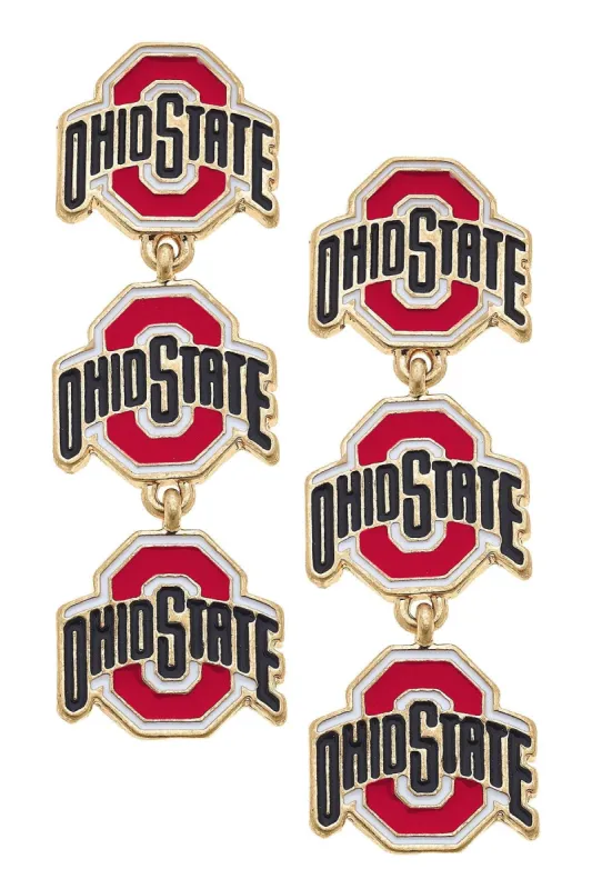 Ohio State Buckeyes Triple Drop Enamel Earrings - FINAL SALE sold by Canvas Style