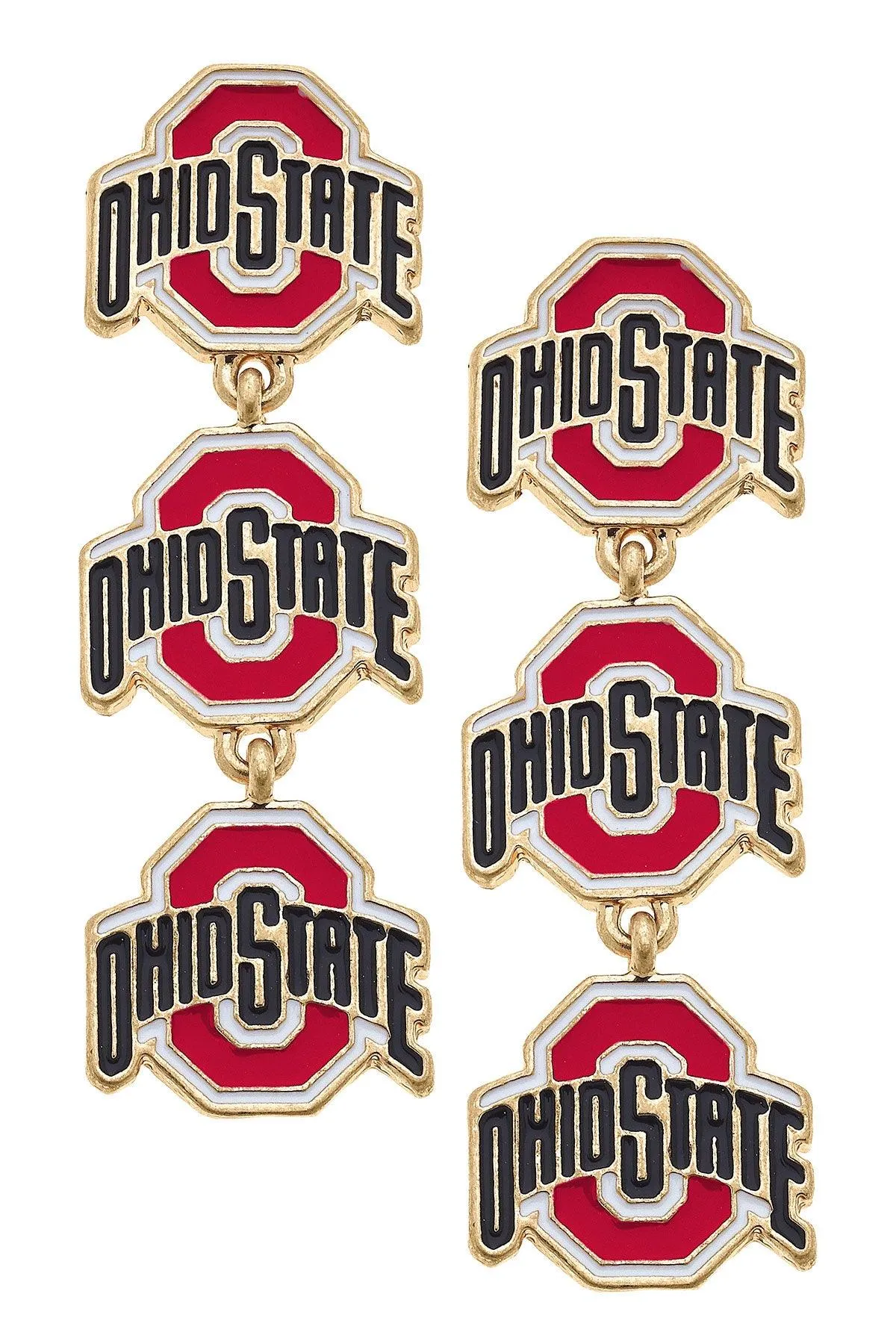 Ohio State Buckeyes Triple Drop Enamel Earrings - FINAL SALE sold by Canvas Style