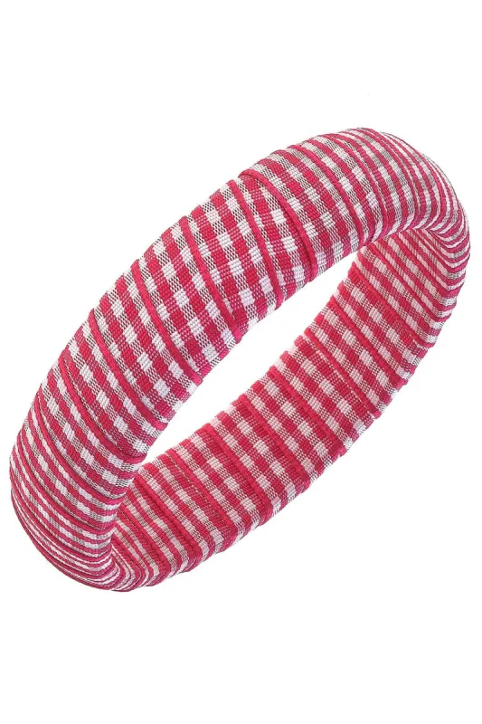 Reagan Gingham Statement Bangle in Fuchsia sold by Canvas Style