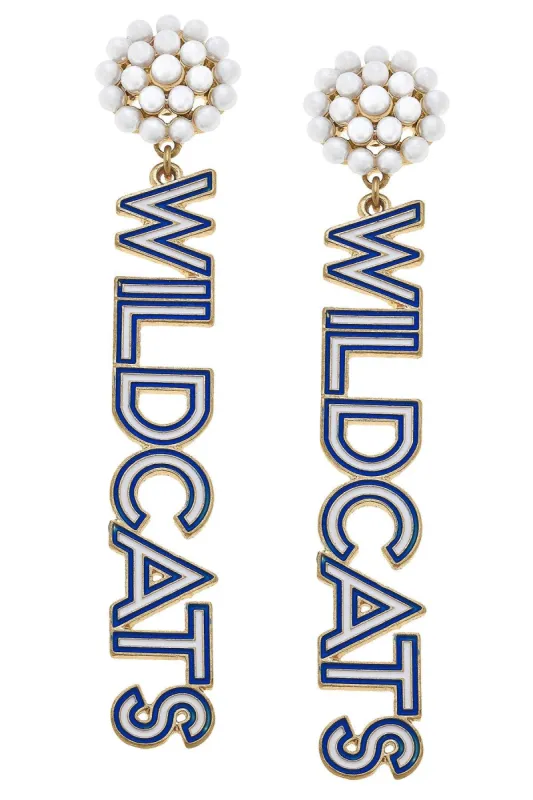 Kentucky Wildcats Pearl Cluster Outline Enamel Drop Earrings sold by Canvas Style