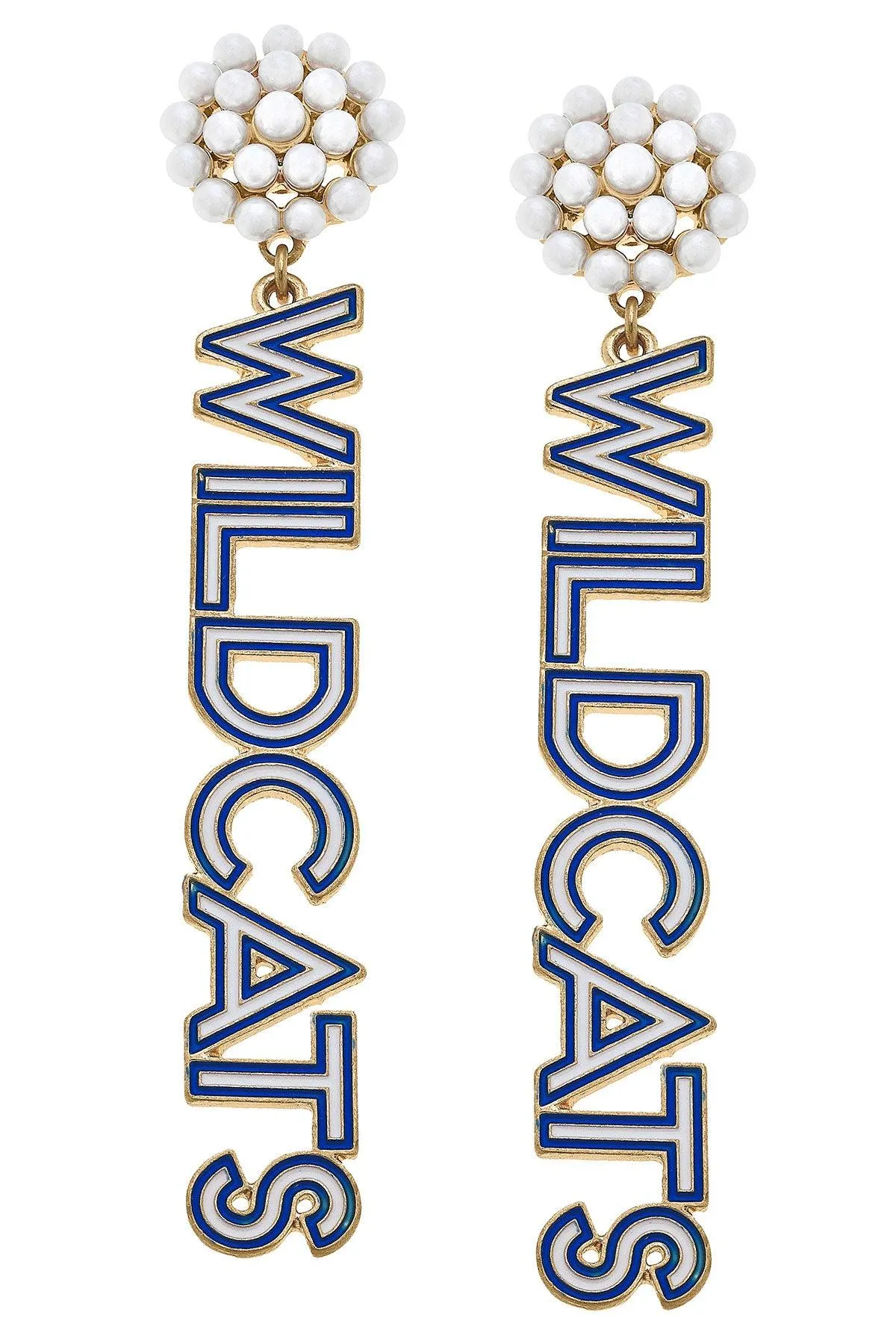 Kentucky Wildcats Pearl Cluster Outline Enamel Drop Earrings sold by Canvas Style