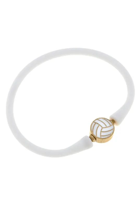Enamel Volleyball Silicone Bali Bracelet in White - FINAL SALE sold by Canvas Style