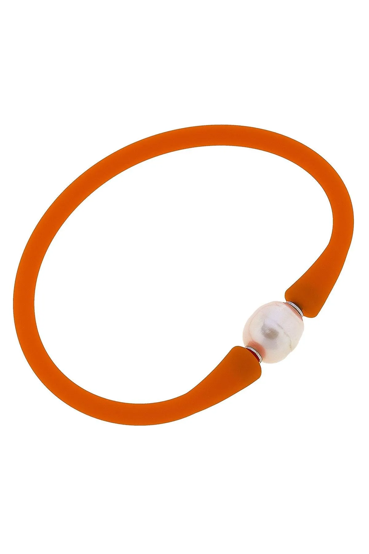 Bali Freshwater Pearl Silicone Bracelet in Orange - FINAL SALE sold by Canvas Style