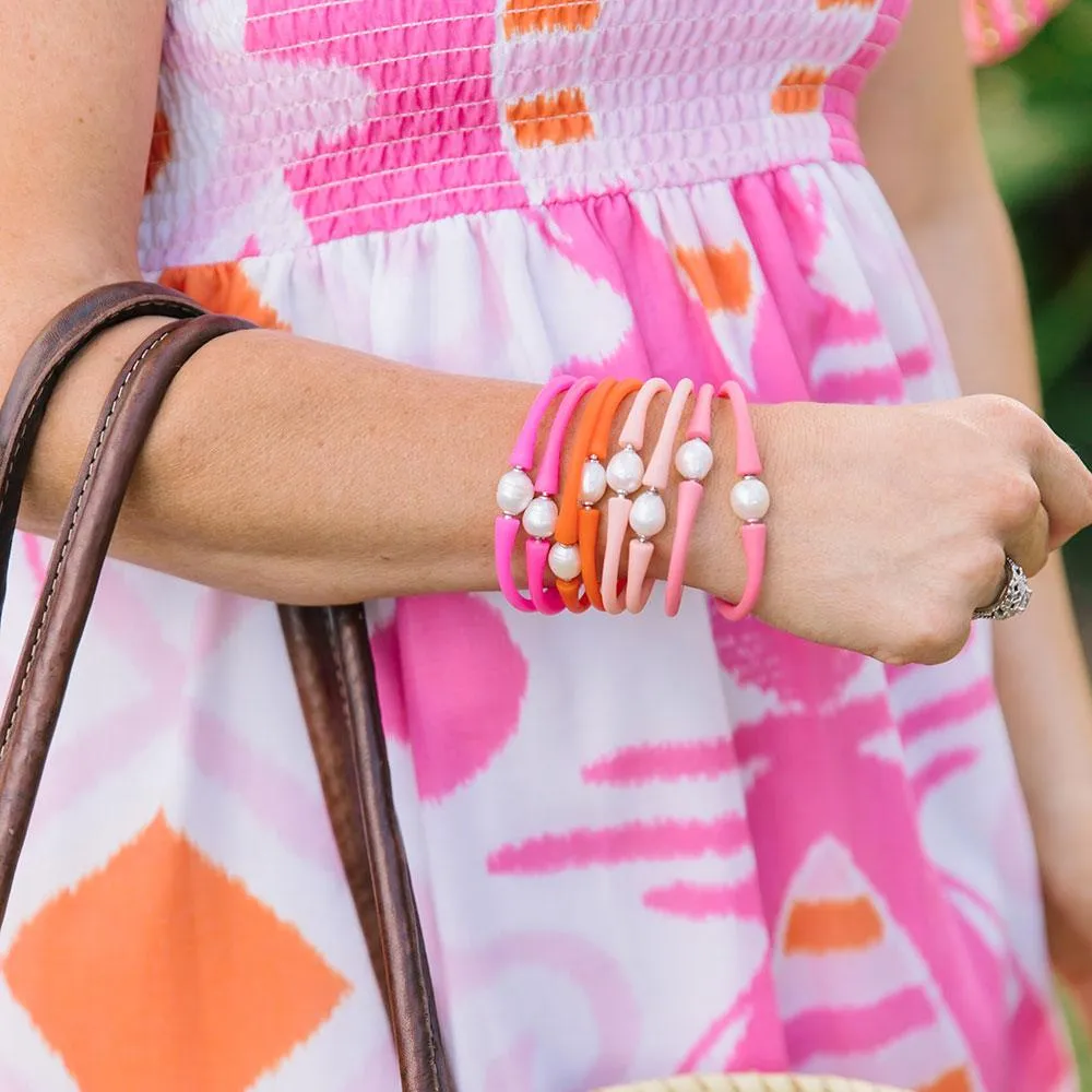 Bali Freshwater Pearl Silicone Bracelet in Orange - FINAL SALE sold by Canvas Style product image thumbnail 3