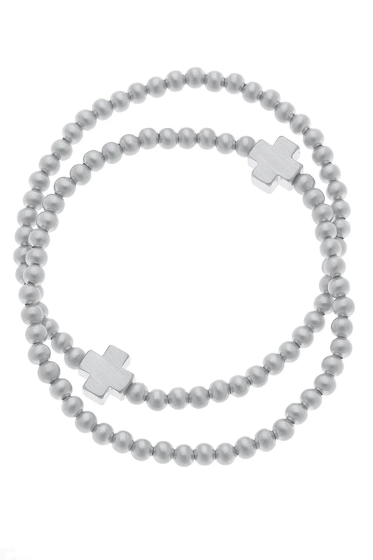 Isa Cross Ball Bead Stretch Bracelets (Set of 2) sold by Canvas Style