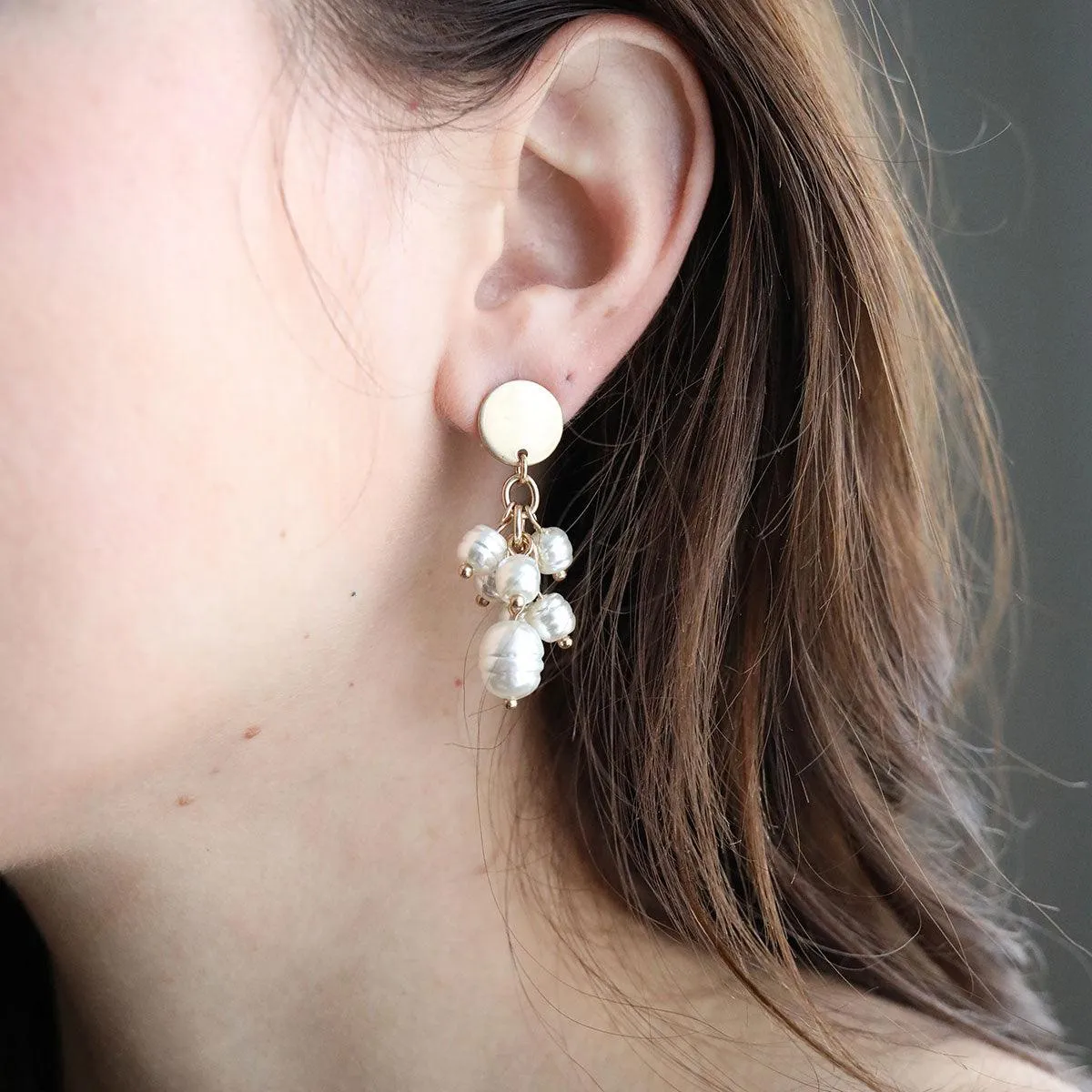 Sarabeth Pearl Cluster Drop Earrings in Ivory sold by Canvas Style product image thumbnail 2