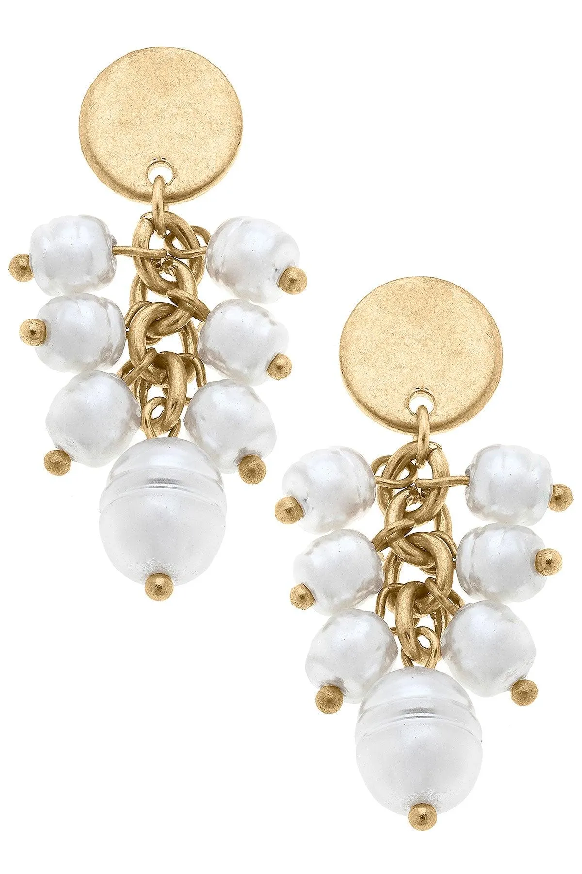 Sarabeth Pearl Cluster Drop Earrings in Ivory sold by Canvas Style