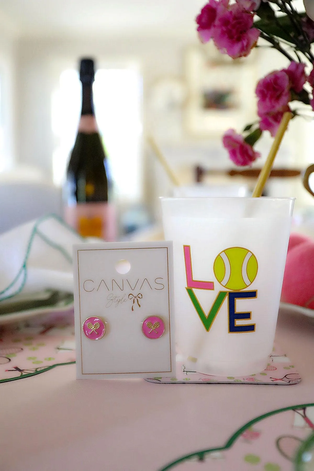 Chris Tennis Racket Enamel Circle Stud Earrings sold by Canvas Style product image thumbnail 2