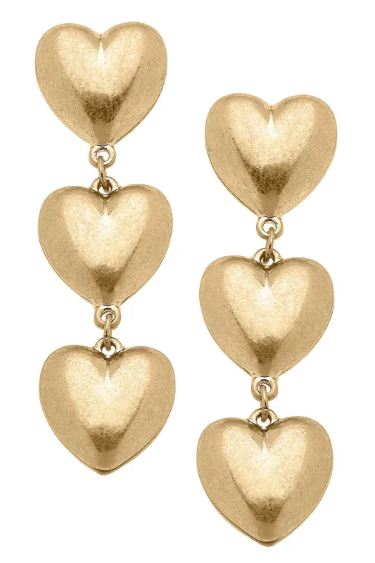 Gina Puffy Heart Linked Earrings sold by Canvas Style