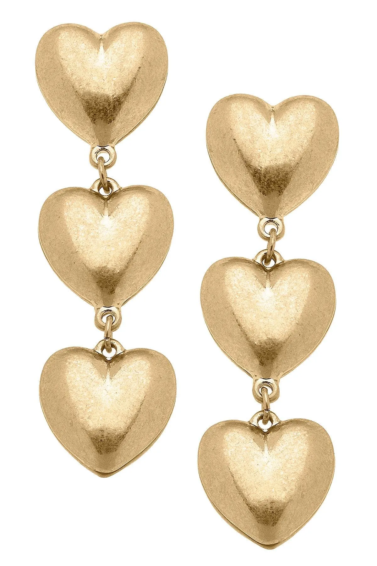 Gina Puffy Heart Linked Earrings sold by Canvas Style