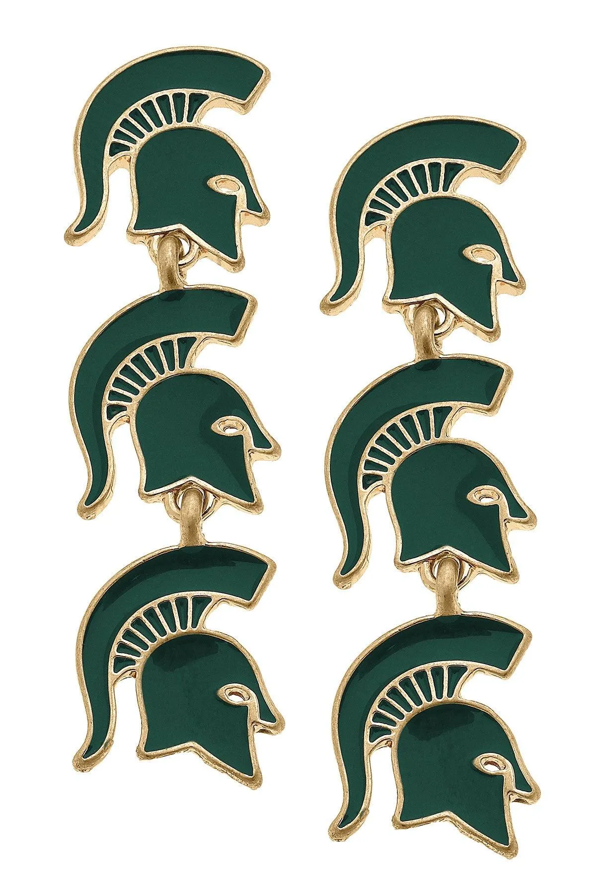 Michigan State Spartans Triple Drop Enamel Earrings - FINAL SALE sold by Canvas Style