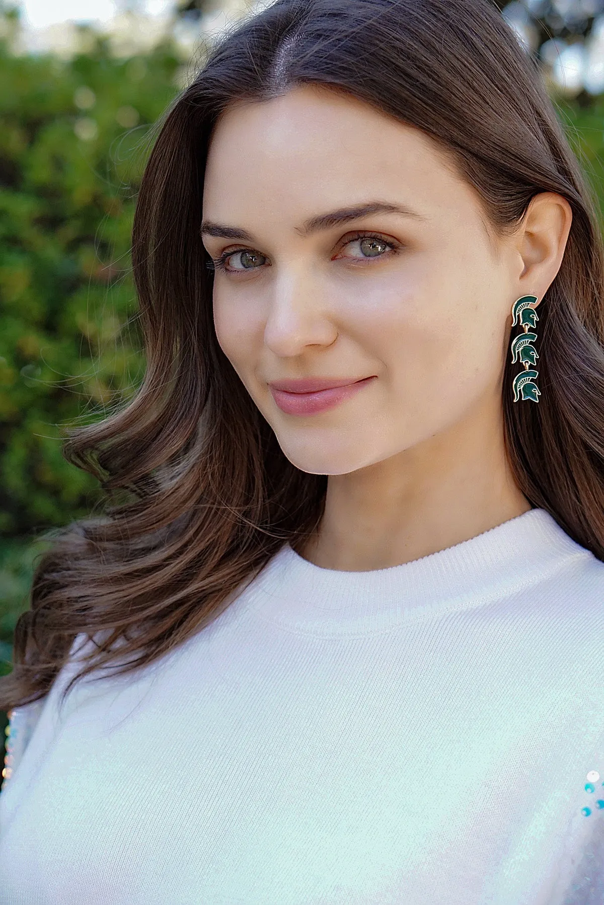 Michigan State Spartans Triple Drop Enamel Earrings - FINAL SALE sold by Canvas Style product image thumbnail 2