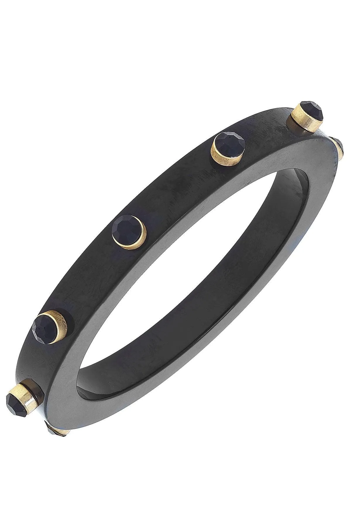 Renee Resin and Rhinestone Bangle in Black sold by Canvas Style