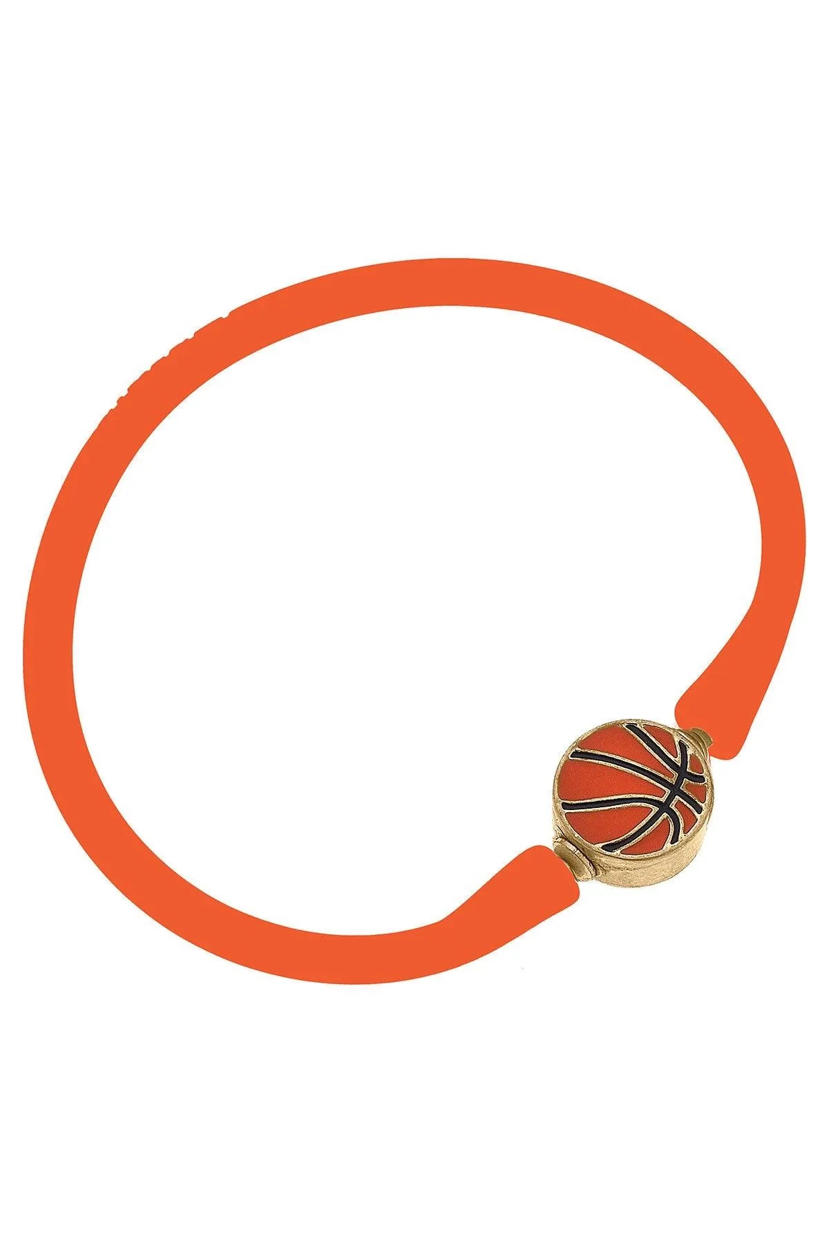 Enamel Basketball Silicone Bali Bracelet in Orange sold by Canvas Style