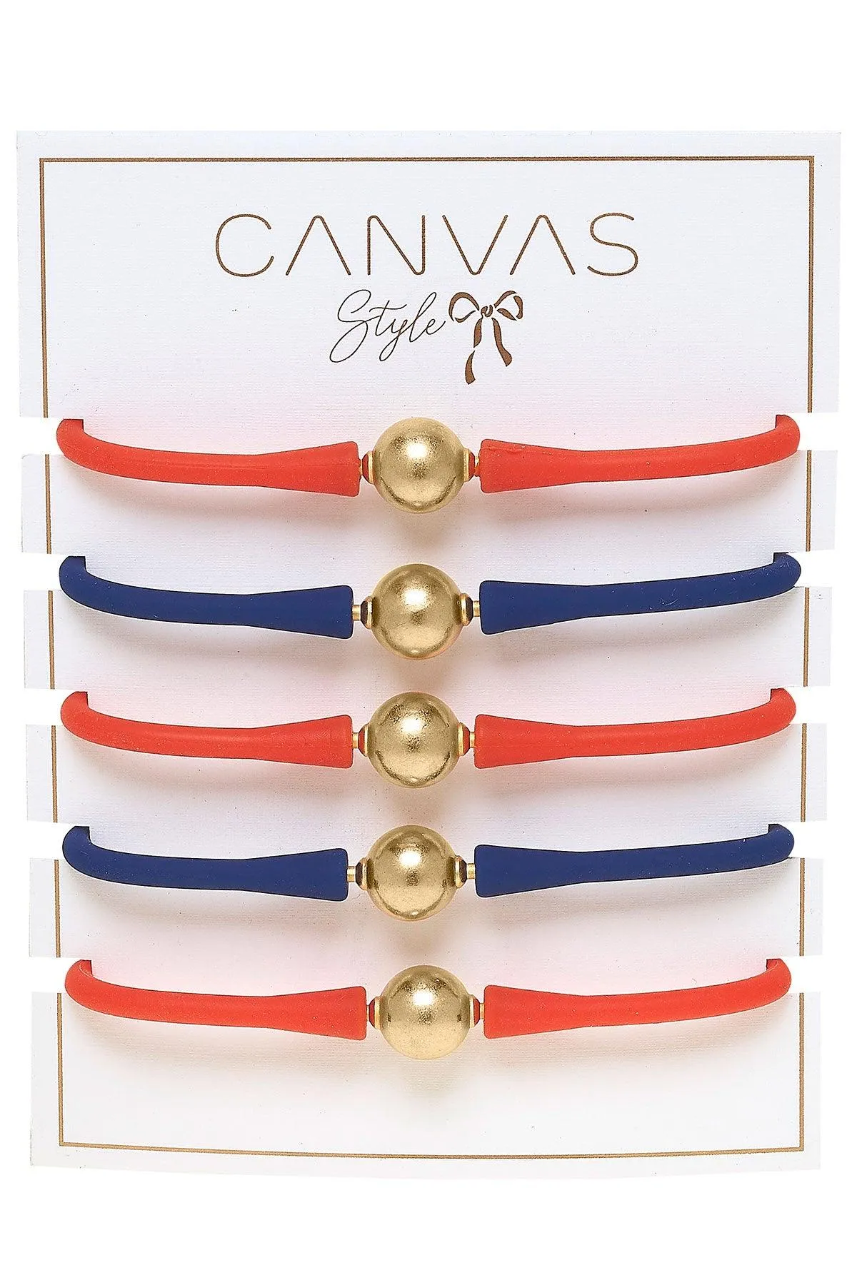 Bali Game Day 24K Gold Bracelet Set of 5 in Royal Blue & Orange sold by Canvas Style product image thumbnail 2