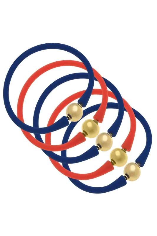 Bali Game Day 24K Gold Bracelet Set of 5 in Royal Blue & Orange sold by Canvas Style