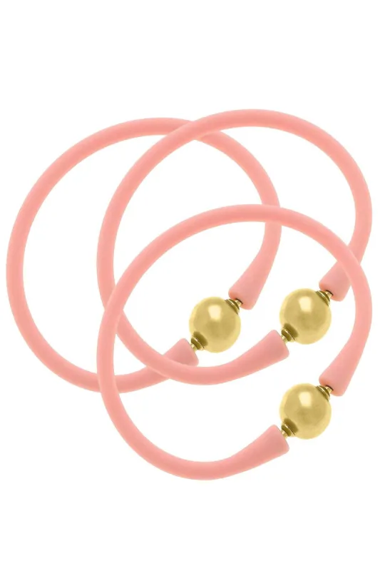 Bali 24K Gold Bracelet Set of 3 in Light Pink - FINAL SALE sold by Canvas Style