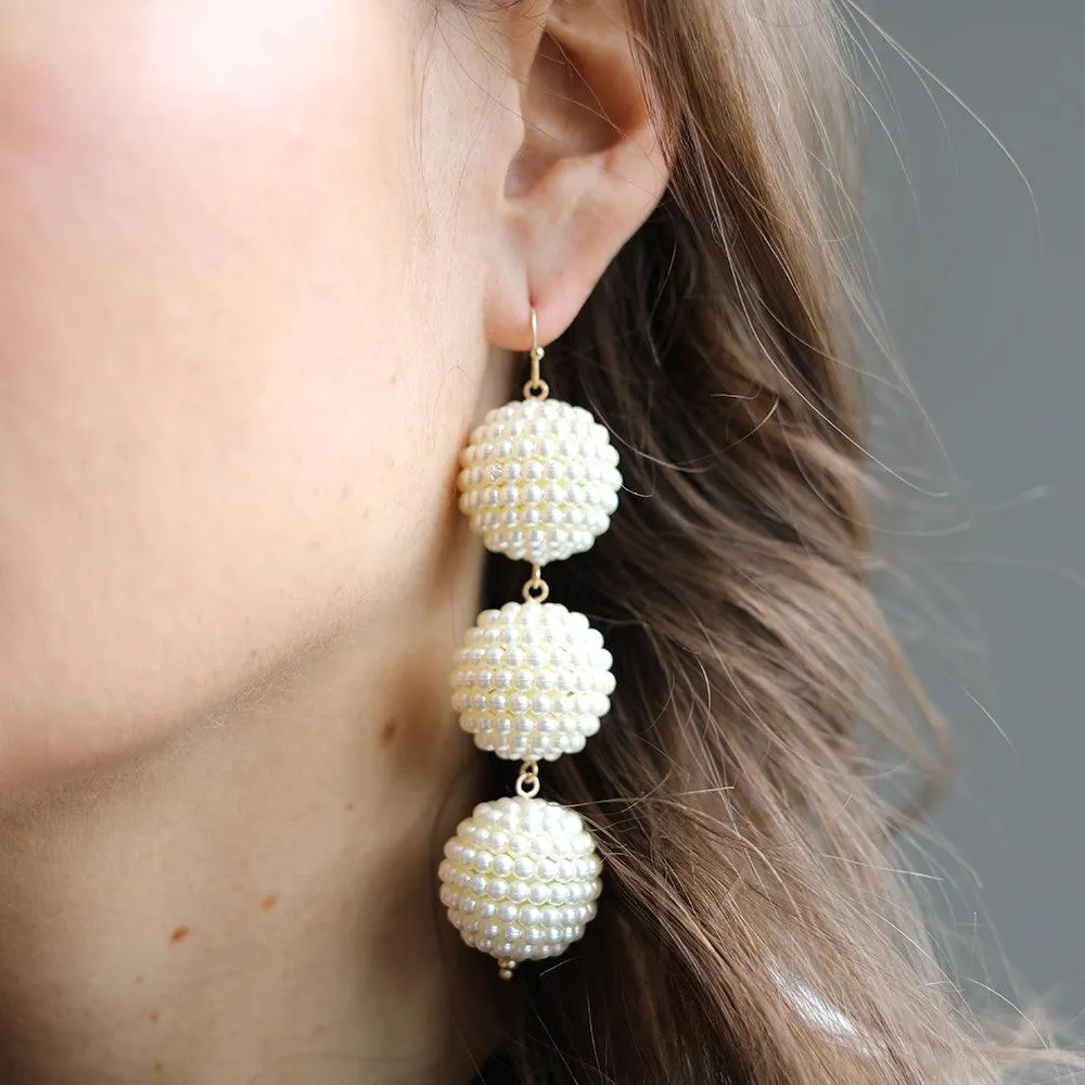 Sally Pearl-Beaded Drop Earrings in Ivory sold by Canvas Style product image thumbnail 3