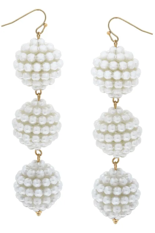 Sally Pearl-Beaded Drop Earrings in Ivory sold by Canvas Style