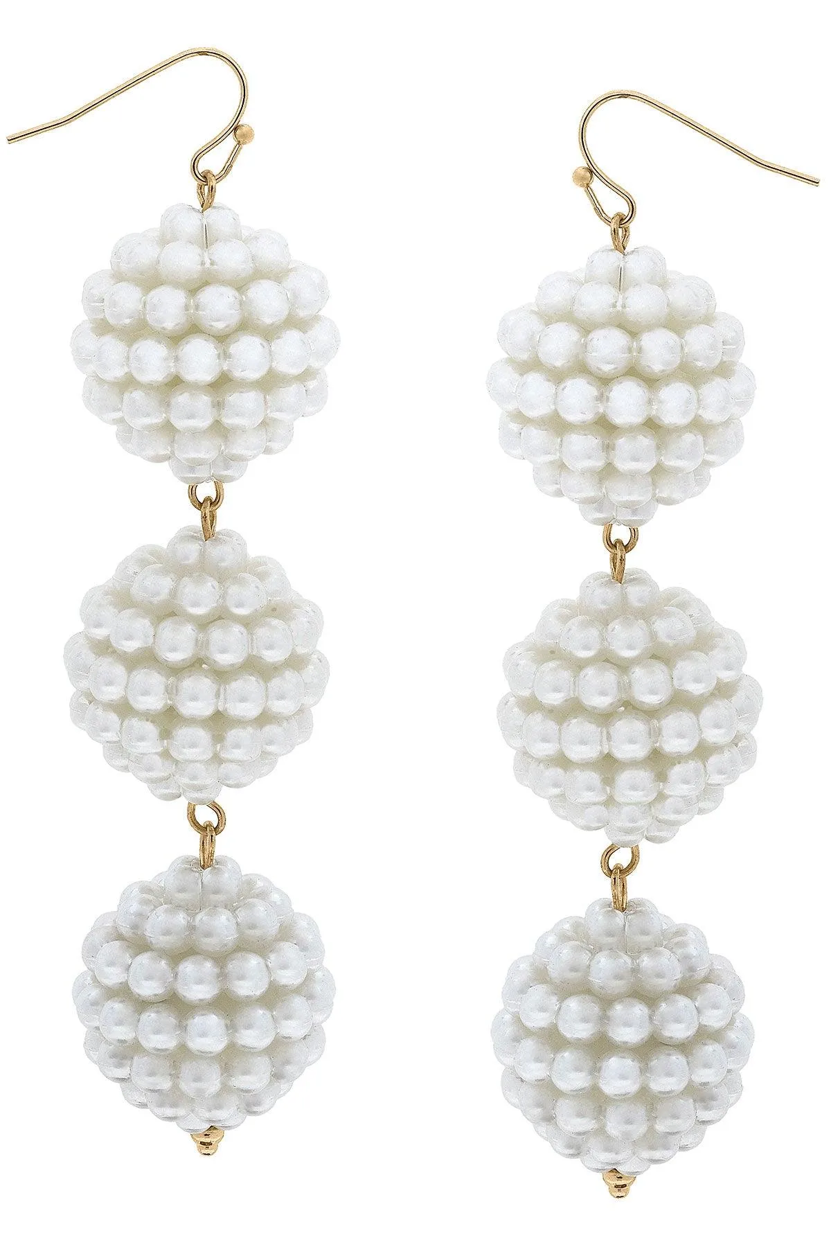 Sally Pearl-Beaded Drop Earrings in Ivory sold by Canvas Style