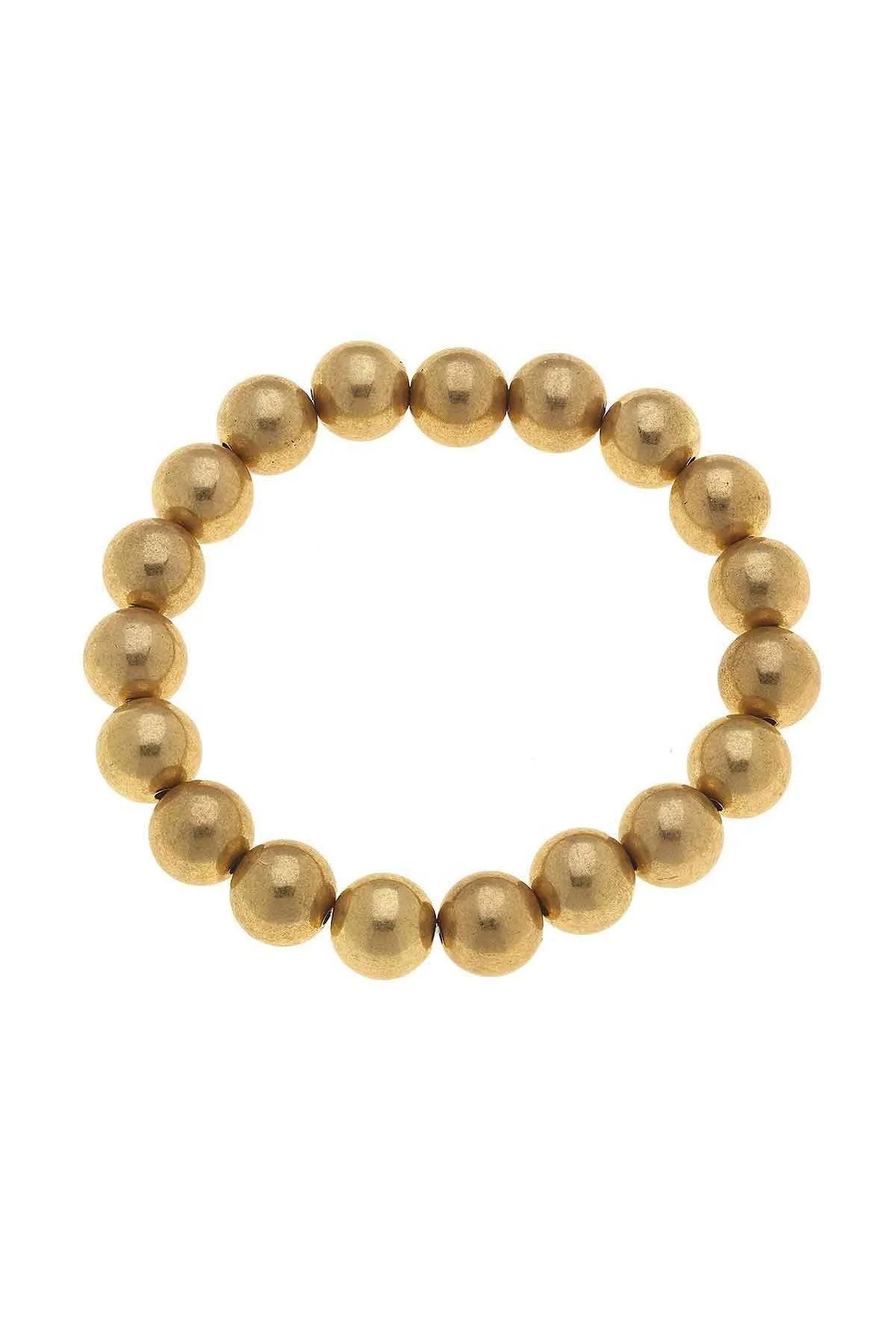 Eleanor 14MM Ball Bead Stretch Bracelet in Worn Gold sold by Canvas Style product image thumbnail 2