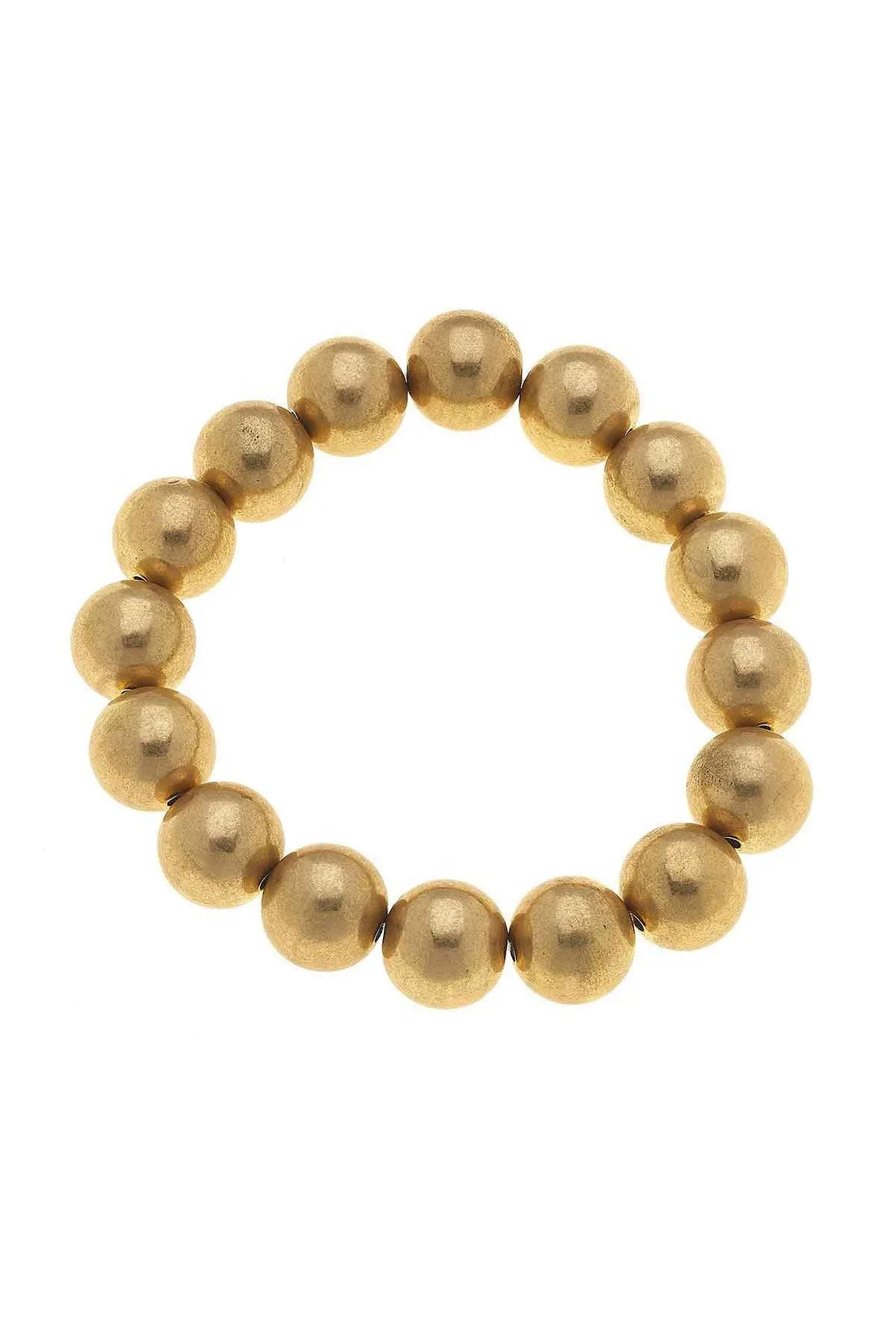 Eleanor 14MM Ball Bead Stretch Bracelet in Worn Gold sold by Canvas Style