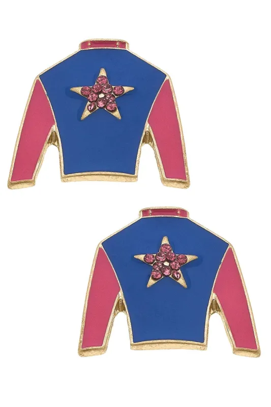 Risen Star Jockey Silk Enamel Stud Earrings sold by Canvas Style