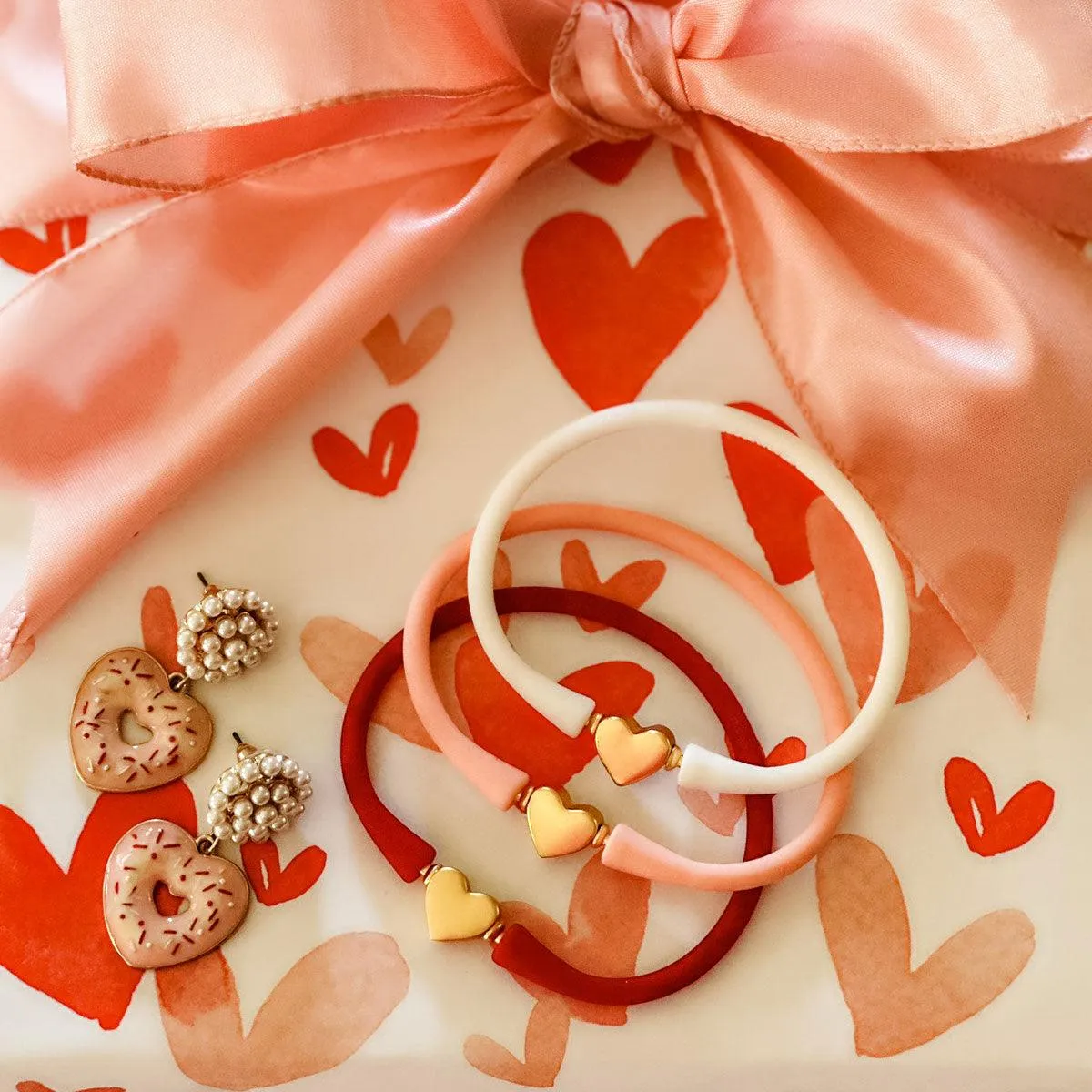 Bali Heart Bead Silicone Bracelet in Red - FINAL SALE sold by Canvas Style product image thumbnail 2