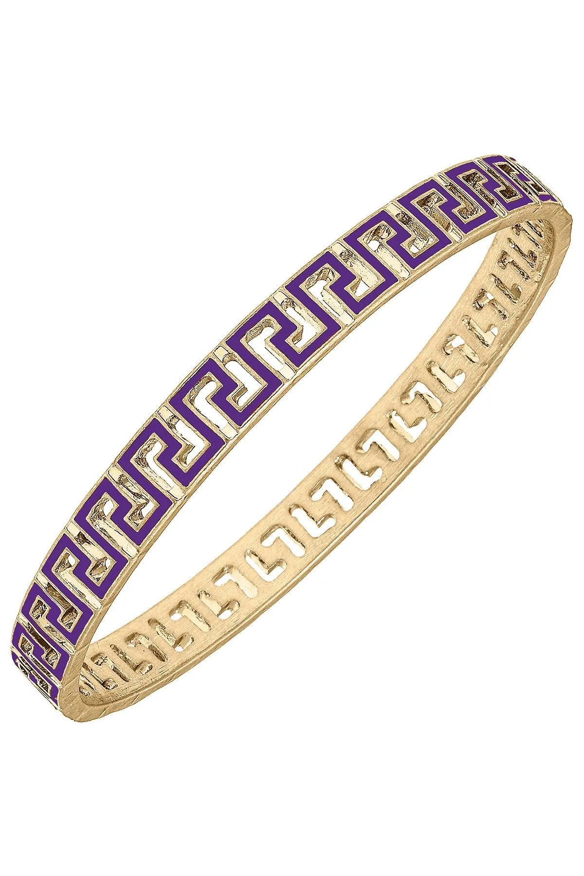 Ryan Game Day Greek Keys Enamel Bangle in Purple sold by Canvas Style