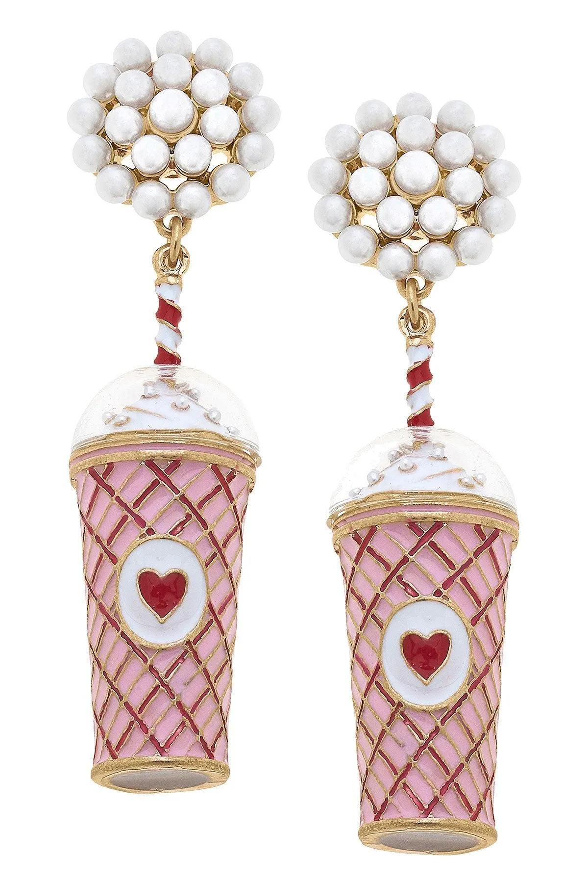 Heart Frappuccino Enamel Earrings sold by Canvas Style