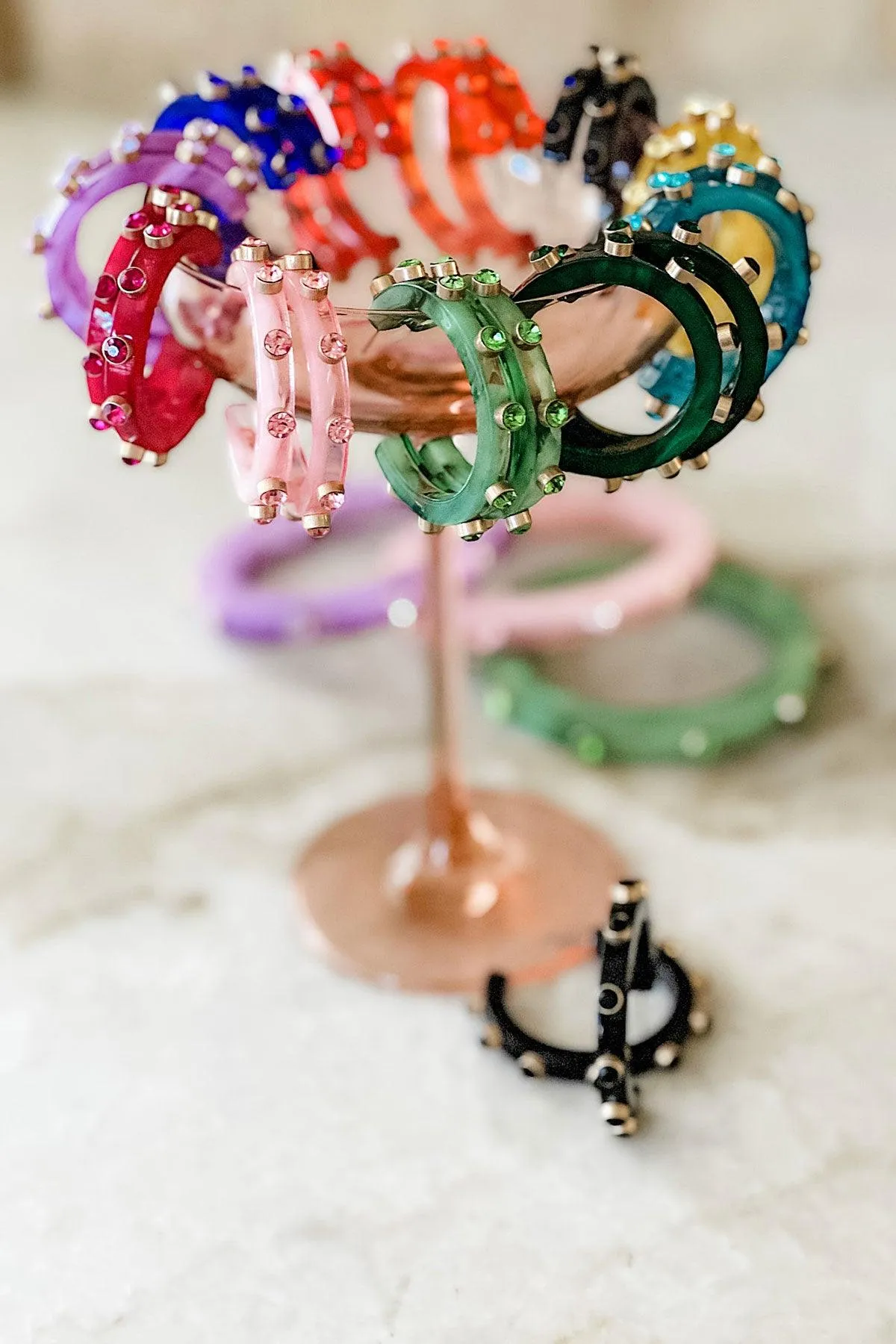 Renee Resin and Rhinestone Hoop Earrings in Orange sold by Canvas Style product image thumbnail 2