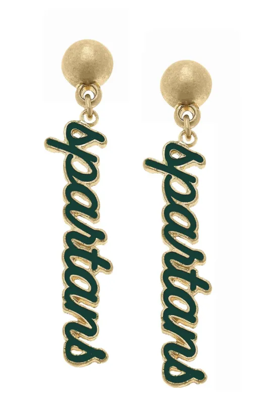 Michigan State Spartans Enamel Script Earrings sold by Canvas Style