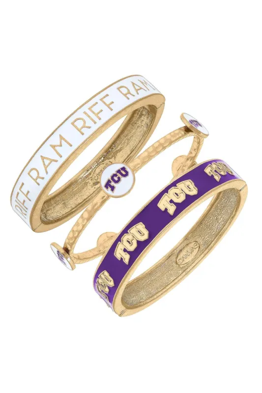 TCU Horned Frogs Enamel Bangle Stack (Set of 3) sold by Canvas Style
