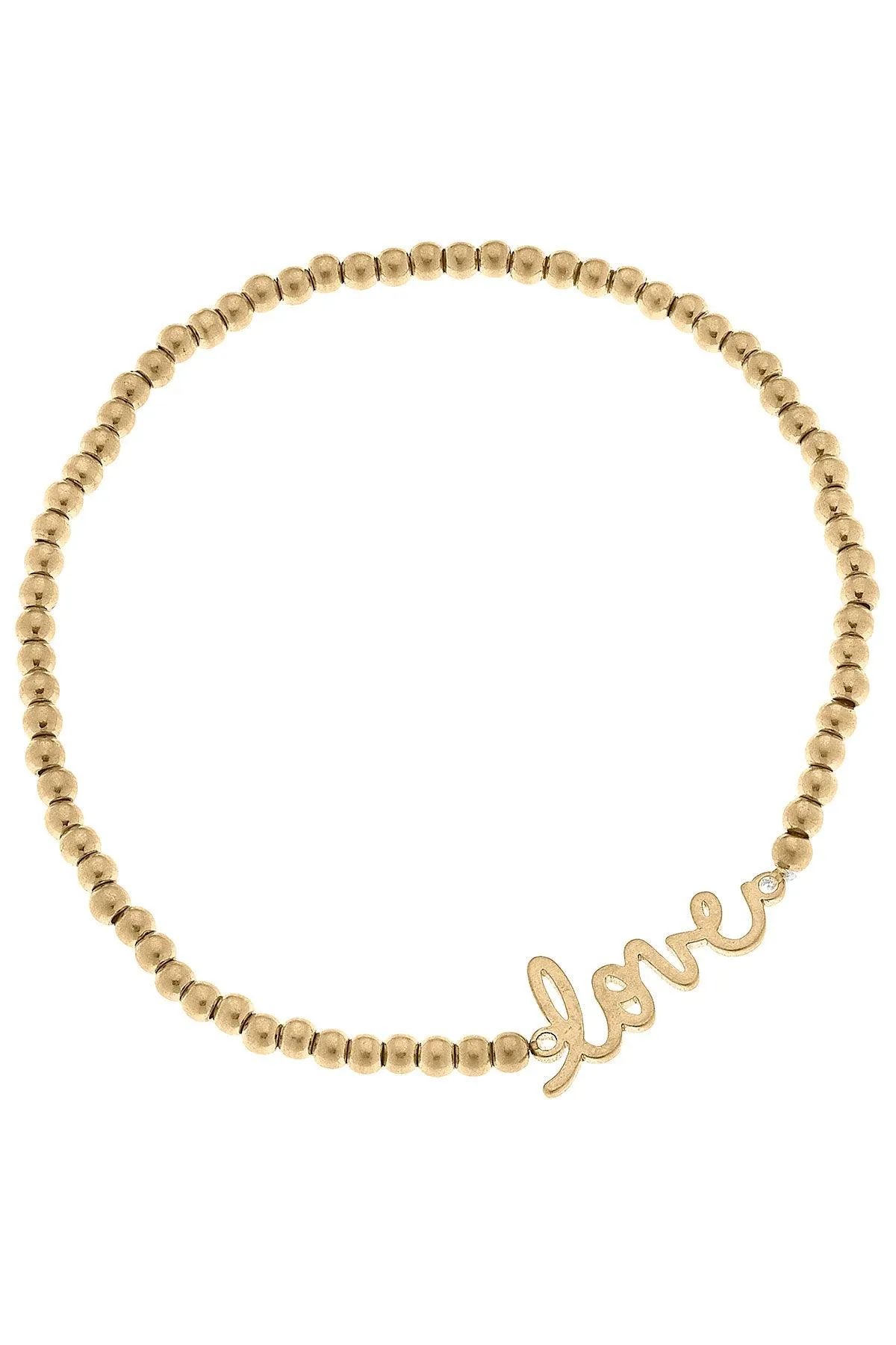 Leah Love Ball Bead Stretch Bracelet in Worn Gold sold by Canvas Style