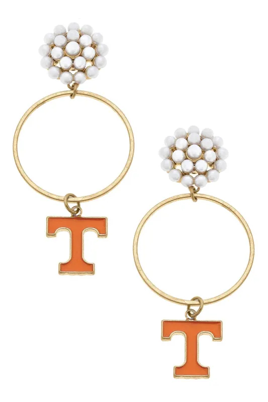 Tennessee Volunteers Pearl Cluster Enamel Hoop Earrings sold by Canvas Style