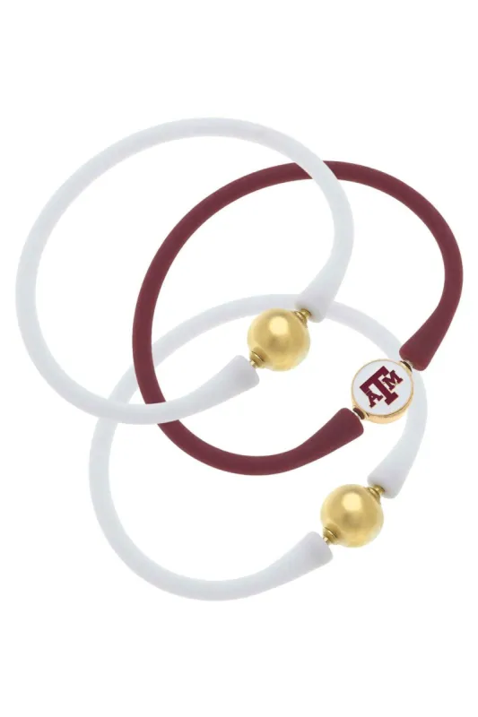 Texas A&M Aggies 24K Gold Plated Bali Bracelet Stack (Set of 3) sold by Canvas Style