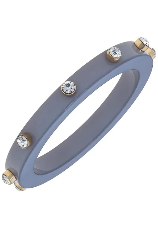 Renee Resin and Rhinestone Bangle in Grey made by Canvas