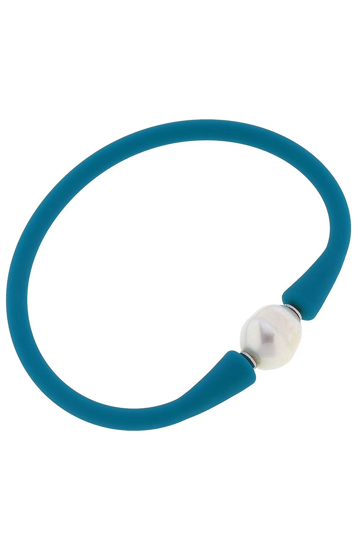 Bali Freshwater Pearl Silicone Bracelet in Teal - FINAL SALE sold by Canvas Style