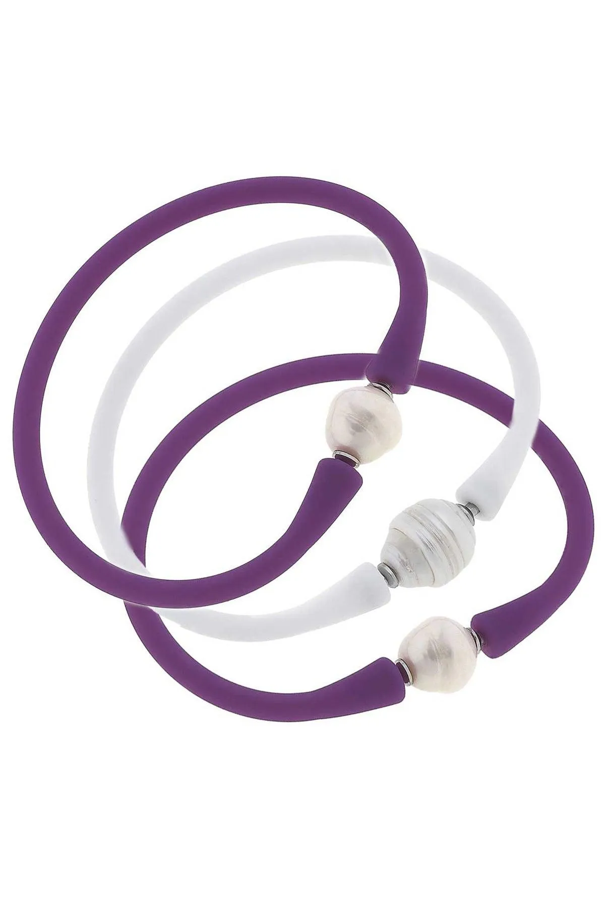 Bali Game Day Bracelet Set of 3 in Purple & White - FINAL SALE sold by Canvas Style