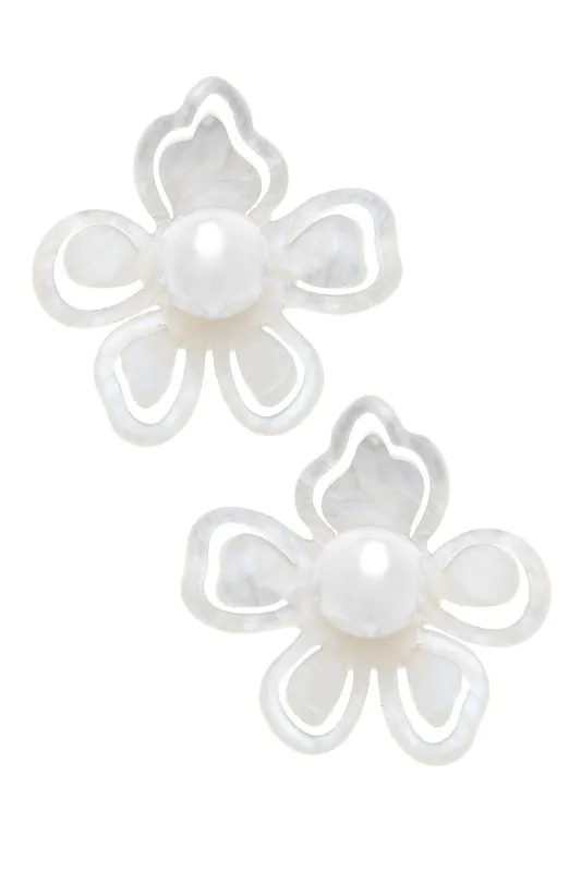 Julia Resin Flower Statement Stud Earrings sold by Canvas Style