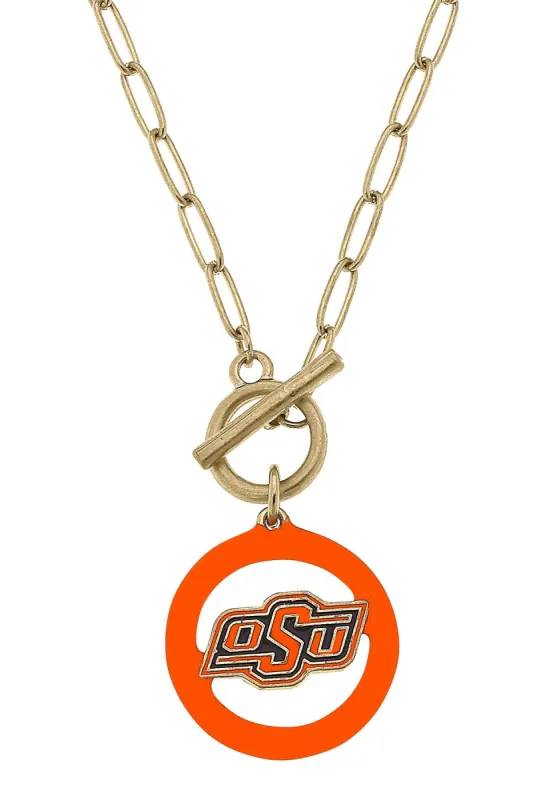 Oklahoma State Cowboys Logo Enamel T-Bar 16" Necklace sold by Canvas Style