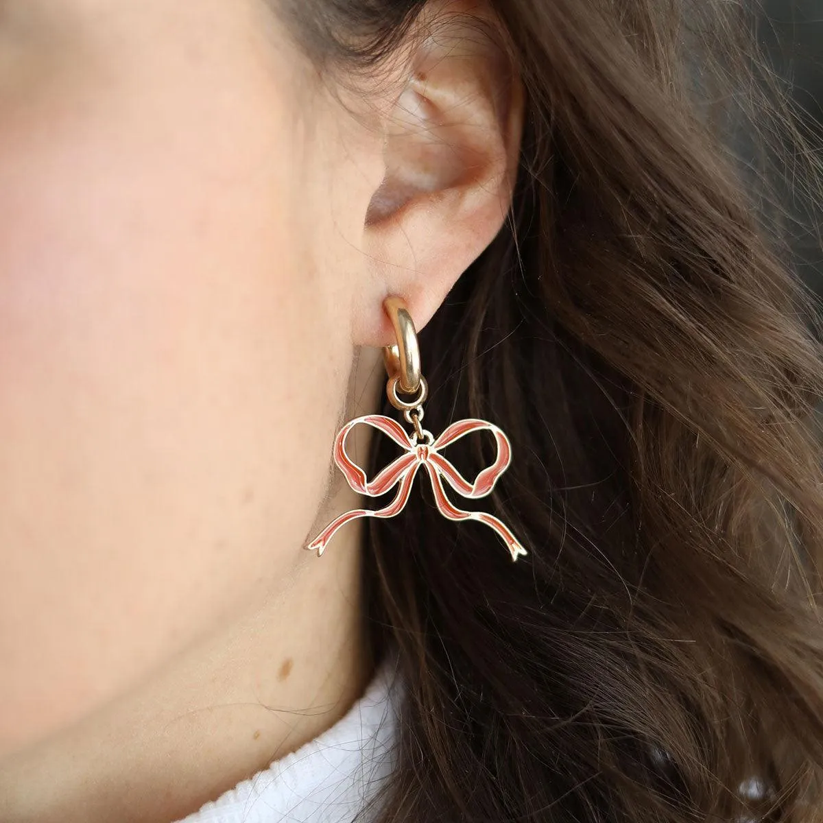 Veronica Game Day Bow Enamel Earrings in Burnt Orange sold by Canvas Style product image thumbnail 2
