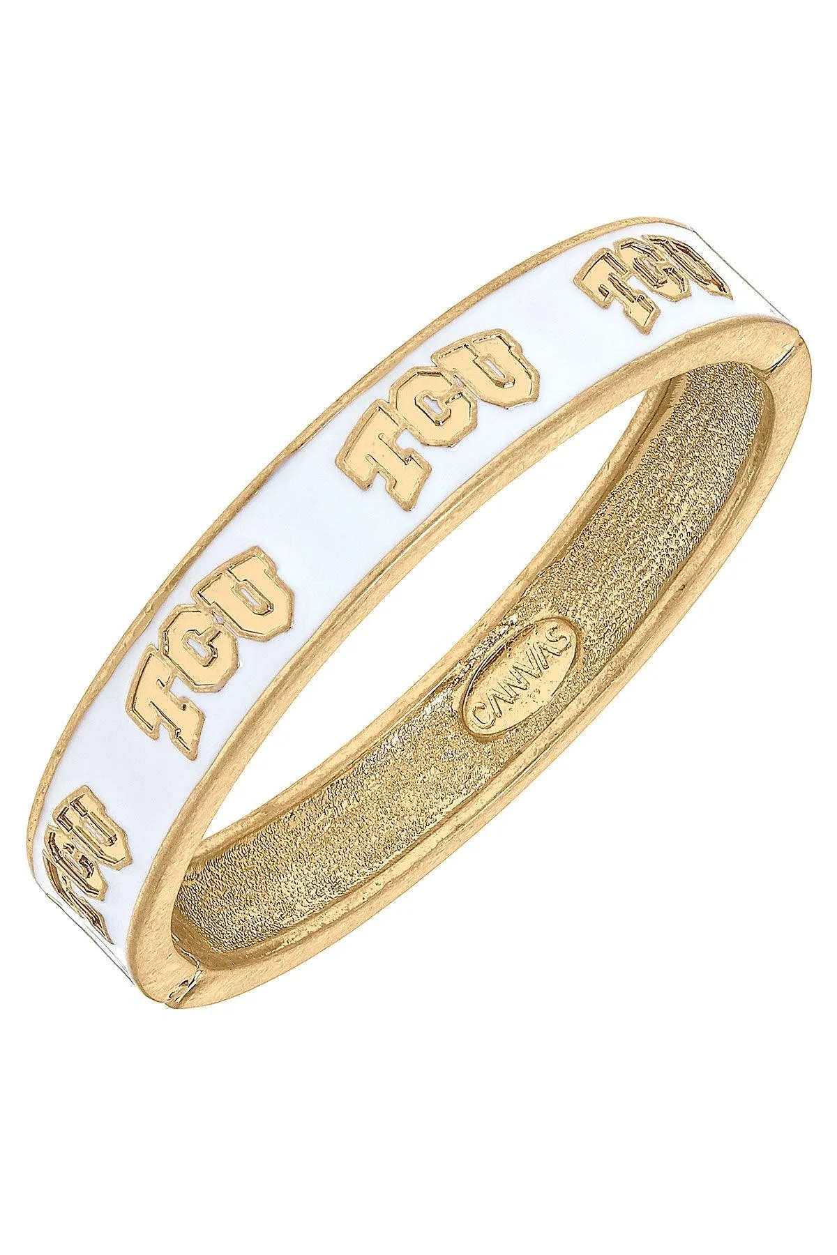 TCU Horned Frogs Enamel Logo Hinge Bangle - FINAL SALE sold by Canvas Style