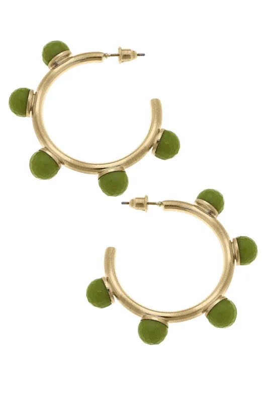 Allison Resin Beaded Hoop Earrings in Lime Green sold by Canvas Style